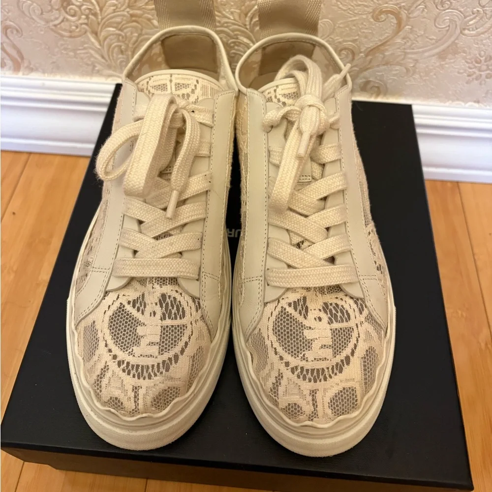 CHLOE LAUREN LACE Women’s low to Beige Sneakers. Size 39. - Picture 2 of 5